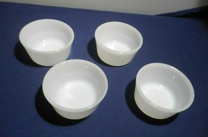 Glasbake White Milk Glass Ramekins Set of 4  Custard Dessert 3 1/4" vintage