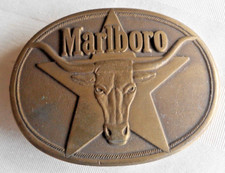 Marlboro Longhorn Steer/Star Belt Buckle Solid Brass 1987 Phillip Morris