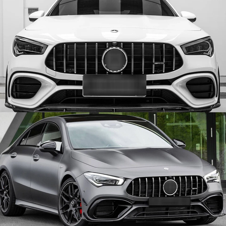 For 2024-2025 Mercedes-Benz CLA250 W118 C118 GT Front Bumper Grille Chrome+Black - Image 2 of 4