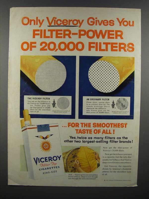 1957 Viceroy Cigarette Ad