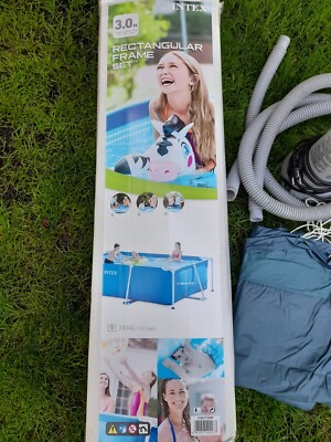 Intex Rectangular Frame Pool, Blau, 300 x 200 x 75 cm Pumpe Leiter ...
