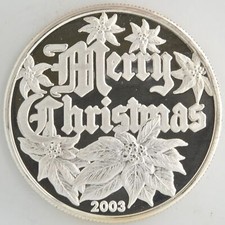 1 OZT FINE SILVER 2003 MERRY CHRISTMAS POINSETTIA SOMEONE SPECIAL HOLIDAY ROUND 95.91 per troy oz