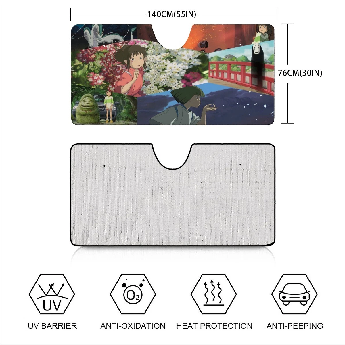 Spirited Away Car Windshield Sun Shade for SUV Car Truck Front Window