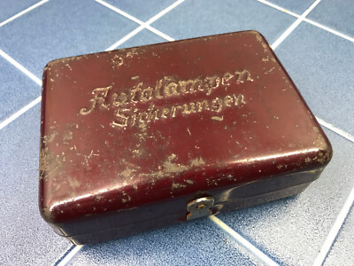 VINTAGE Metal CAR BULB BOX VW SPLIT BUG BUS MERCEDES BMW Bosch Bulbs And Fuses
