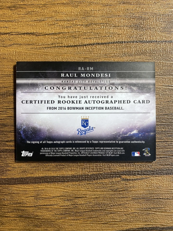 2016 Bowman Inception #RA-RM Raul Mondesi novato autografado no cartão Royals Dominican - Imagem 2 de 2