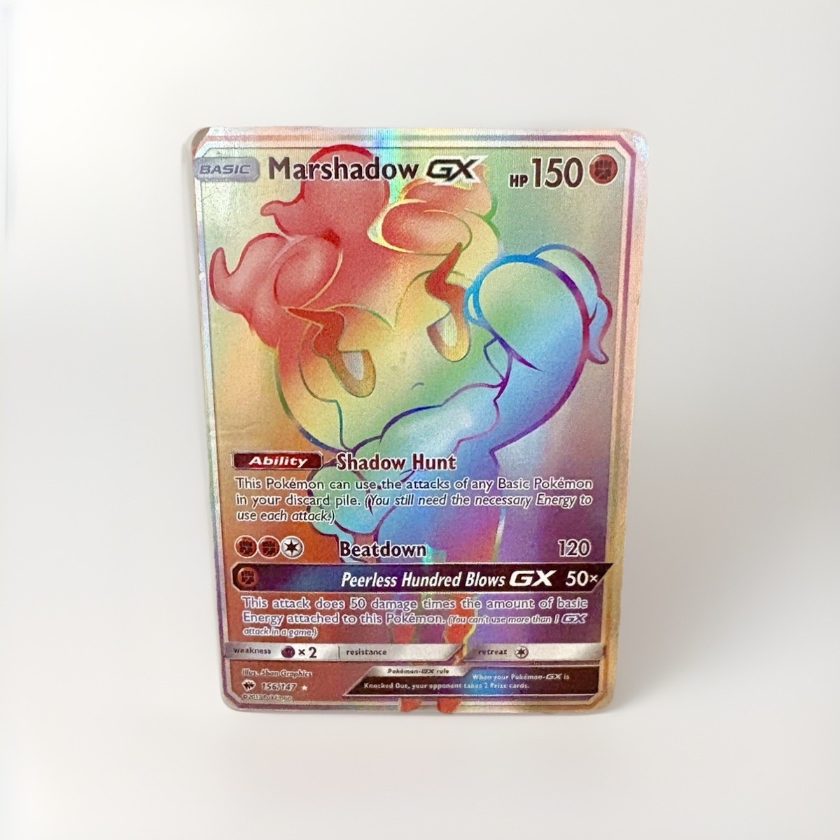 Pokémon Card TCG Marshadow GX 156/147 Rainbow Rare Holo Burning
