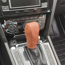 Pu Leather Shift Knob Cover For Manual Or Automatic Cars Waterpr Color Brown