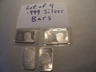 Lot of 4 One Ounce Fine Silver Bars - Trump, Buffalo, JBR Recovery