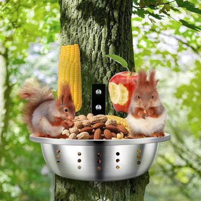 Metal Squirrel Feeders for Outside, Durable Bowl Tree Mounted of Chipmunk Feeder