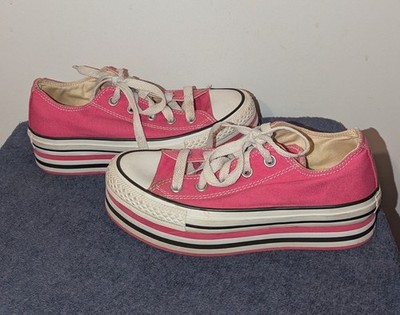 Converse The Layer Cake Platform Sneakers Womens Size 6 Pink Low Top Canvas