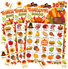 30 Pc Thanksgiving Bingo Game Cards Kids Family Party Classroom Activity