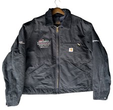 Carhartt Men's Black Detroit Jacket Blanket Lined Pockets Logo Zip 2XL