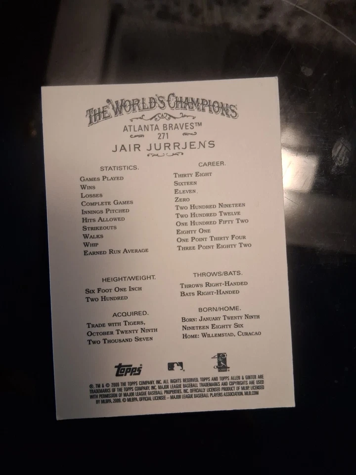 2009 Topps Allen & Ginter's - Jair Jurrjens #271 Ginter Code Puzzle - Image 2 of 2