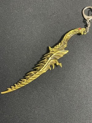 Elden Ring Reduvia Dragon Metal Keychain 5.5in Gold Black Red Gem Accent