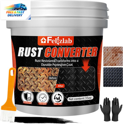 2-In-1 Rust Converter & Metal Primer, 35 Floz Automotive Rust Remover Paint for