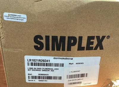 dormakaba Simplex Satin Chrome Combination Door Lock LR1021R26D41 B229