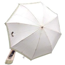 Burberry Umbrella for both sun and rain, Folding, dog embroidery, Cotton linen,