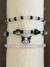 Handmade Girls Stackable Elastic Bracelets Set of 3 Colorful Stretch