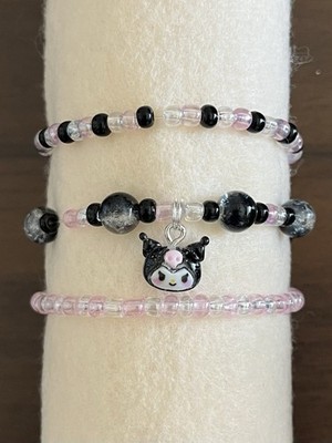 Handmade Girls Stackable Elastic Bracelets Set of 3 Colorful Stretch