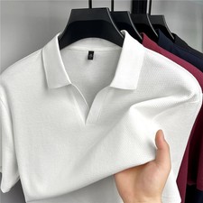 High quality solid color short sleeve polo shirt summer men's comfort breathable