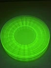 Vintage Anchor Hocking Uranium Block Optic Salad Plate Vaseline  8 1/4" GLOWS
