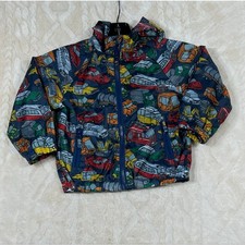 TU Kids Boys Rain Jacket Hooded 18-24M 2T Cars Trucks Waterproof Coat EUC