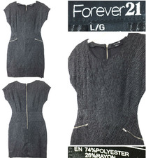 Forever 21 Womens Large (36 in Bust) Gray Striped Zip Trim Bodycon Dress