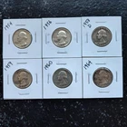 Washington Quarters 90% Silver (Lot of 6) 25c Coins 1954, 56, 58-D, 59, 60, 64