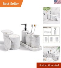 Modern Bathroom Essentials: 6-Piece Marble Bathroom Accessory Collection