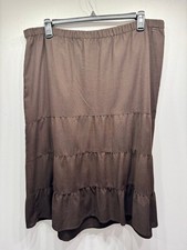 Vintage Brown Tiered Prairie Skirt Gauzy Lightweight Boho Peasant Maggie Barnes