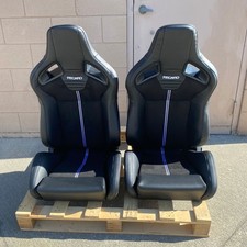 Pair Of Recaro Style Bucket Seats Suede And Black Pvc Reclinable Aftermarket Usa Pair Of Recaro Style Bucket Seats Suede And Black Pvc Reclinable Aftermarket Usa