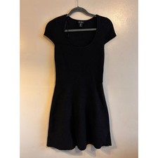 Nicole Miller Black Scoop Neck Mini Dress Small Soft Knit Stretch