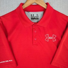 UNDER ARMOUR COLDBLACK Mens Size XL Polo Shirt Performance Red Golf Wicking