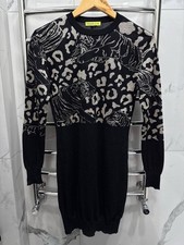 Versace Jeans Women’s Black Leopard Print Long Sleeve Dress Size M