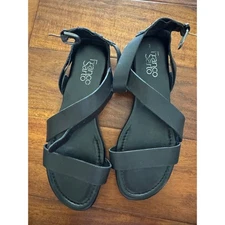 Franco Sarto Black Leather Strappy Ankle Strap Sandals Women's Size 8 M