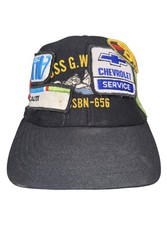 Vintage 90s Military Chevrolet Multi Patch Mesh Trucker Snapback Cap Hat RARE