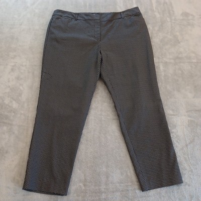 Liz Claiborne Career Cropped Pants Womens Size 16 Black Geometric Emma Classic