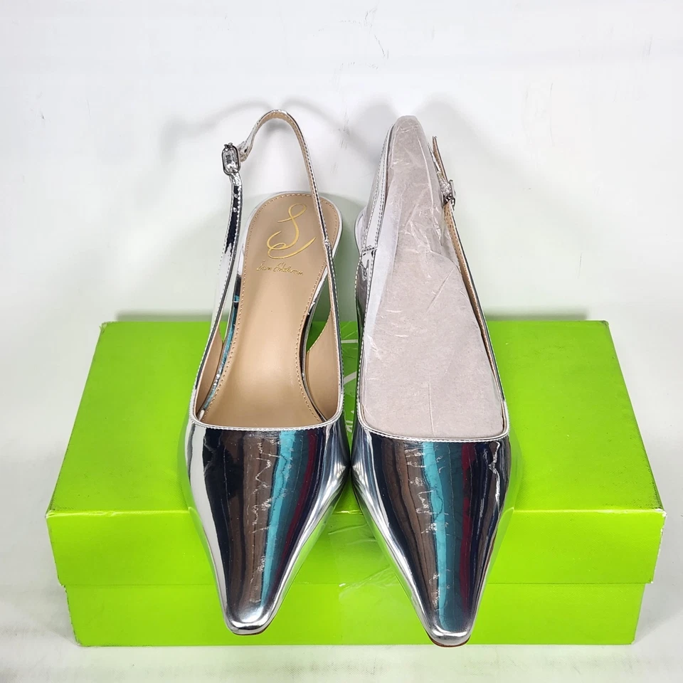 Size 9.5 - Sam Edelman Bianka Sling - Silver Patent - Image 3 of 4