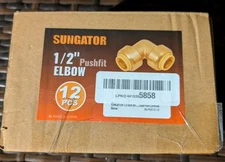 SUNGATOR 1/2 Inch 90 Degree Elbow, Push Pex Elbow 1/2 Inch, No Lead Brass 12 Pcs