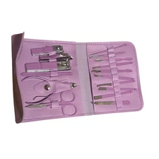 Purple Multi Piece Manicure Pedicure Nail Care Tool Set Kit