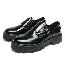 Men's British Formal Casual Oxford Party Loafer Faux Leather Block Heel Shoes SZ