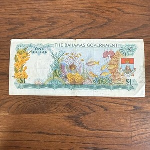 Colorful Bahama $1 One Dollar Bills From 1965