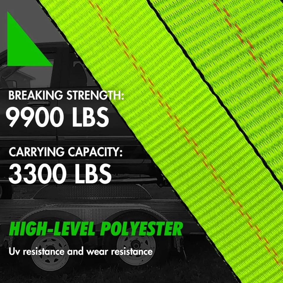 Heavy Duty Car Tie Down Straps (4PK) - 2" x 96" - 3,300 lbs Safe Working Load... - Image 3 of 4