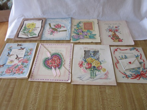 8 VINTAGE MOTHERS DAY CARDS 1940/50'S 2 ARE FOR GRANDMOTHER USED