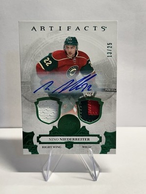 Nino Niederreiter 2017-18 Artifacts Emerald Patch Auto /25 #12
