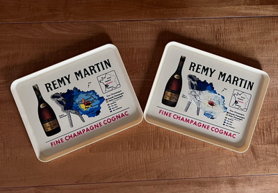 2 REMY MARTIN Fine Champagne Cognac- Advertising Plastic 13'' x 10'' Serving Trays