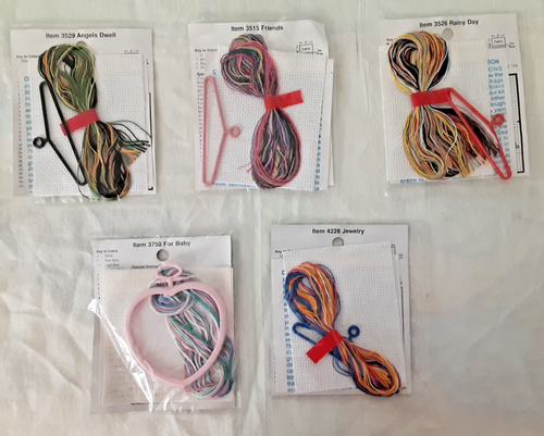 Lot of 5 NMI Stitch 'N Hang Cross Stitch Sewing Kits Baby / Friends / Angels (8) - Afbeelding 2 van 2