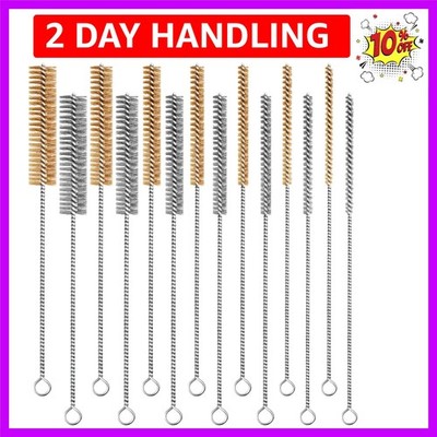 14-Pieces Brass Wire Brush Stainless Steel Tube Brush Set 12'' Round Wire Brus...