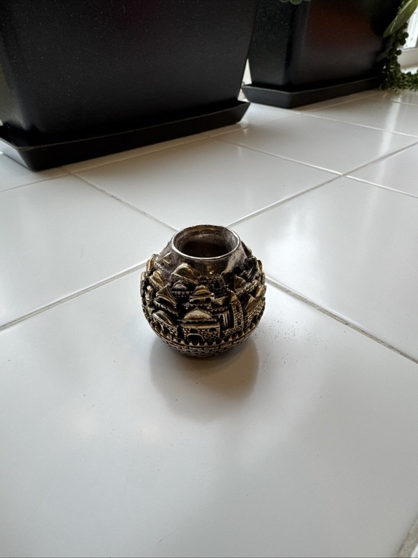 Vintage Jerusalem Hanukkah Candlestick Holder 