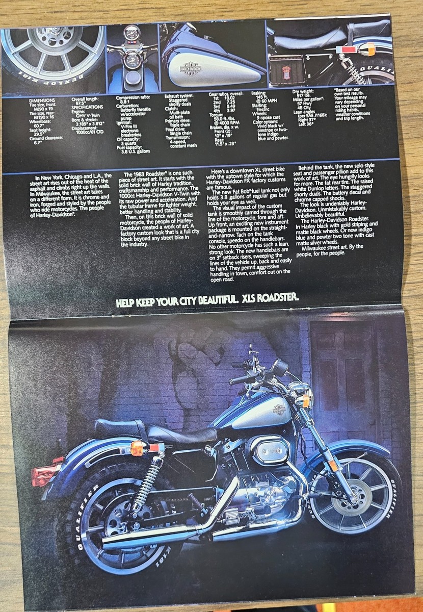 Harley-davidson Street Motorcycles 1983 Brochure XLX XLH XR